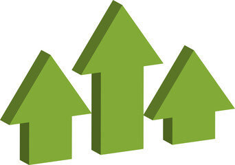 Business arrow, goals concept, Financial growth vector. 3d graph arrow isolated on white background. Cost reduction