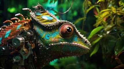 chameleon cyborg technology cyberpunk AI generated image