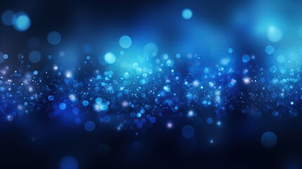 Abstract blue glowing particles with bokeh dark background. Created with Generative AI - obrazy, fototapety, plakaty