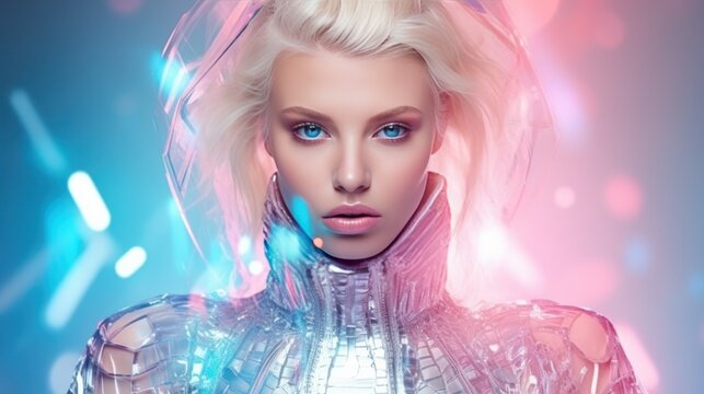 Women's fashion modern scientific fantasy make up style generates AI image