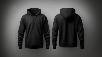 Blank black male hoodie sweatshirt long sleeve with clipping path, mens hoody with hood for your...