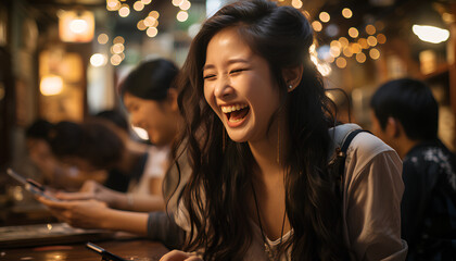 Close up of a group of Beautiful asian girls smiling during a meeting