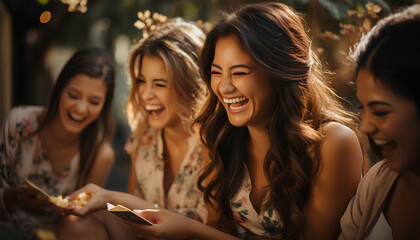 Close up of a group of Beautiful asian girls smiling during a meeting