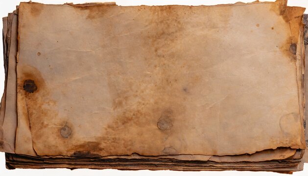 very old, stained, grungy stack of paper, antique Steampunk themed imagery and scenes or as a background for an old map 