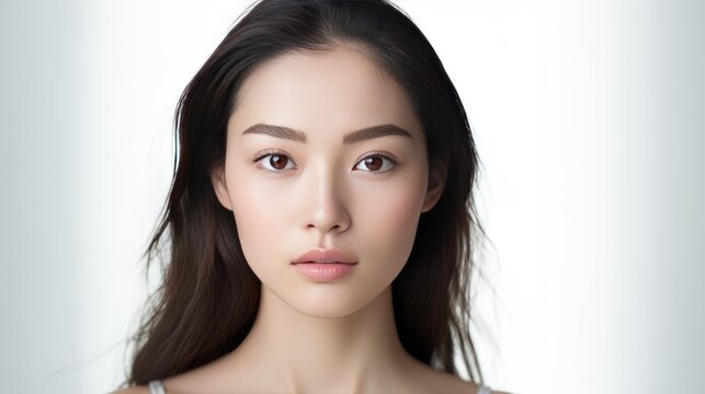 Woman and fashion or beauty concept,Beautiful young asian woman with clean fresh skin