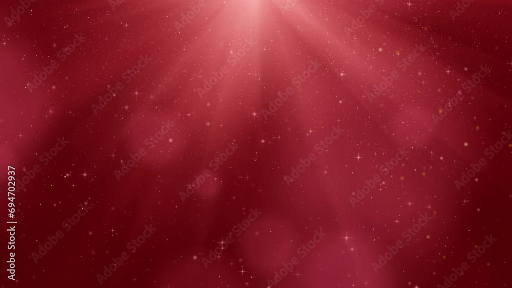 Poster a red christmas-themed background with an abstract shimmering, celestial rays that exude a divine bl