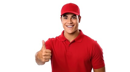 Naklejka premium Deliveryman say yes on white background