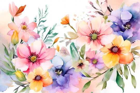 background of spring flowers, vibrant colors, blooming flowers