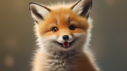 A close up of a small red fox