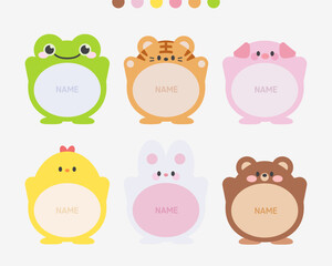 Cute Animal Name Tag Illustration Collection - obrazy, fototapety, plakaty