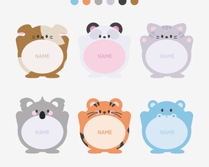 Cute Animal Name Tag Illustration Collection