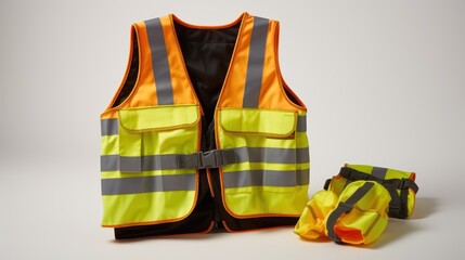 Uniforms for construction work,Safety vest set on a white background.