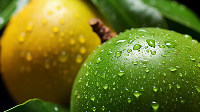 green apple with drops HD 8K wallpaper Stock Photographic Image 