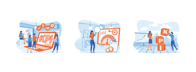 Kpi Data Report. Key performance indicator or KPI for business success. Key Performance Indicators KPI flat vector modern illustration 