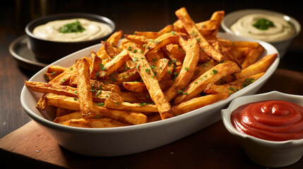 french fries with ketchup HD 8K wallpaper Stock Photographic Image 