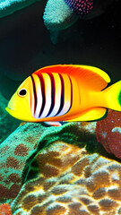Fototapeta na wymiar Fish in aquarium wallpapers for I pad, Notebook cover, I phone, tab mobile high quality images.