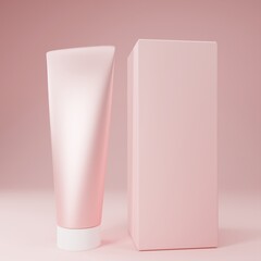 3D Rendered beauty cosmetic tube mockup for skin care product