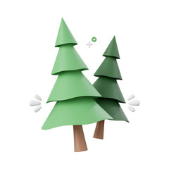 3D Christmas holly tree illustration with transparent background  