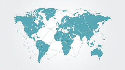 A simplified, minimalist globe with different paths connecting continents, marked by pins.