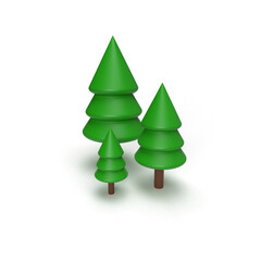 3D Christmas holly tree illustration with transparent background  