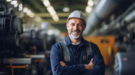 Foto op Aluminium happy professional heavy industry engineer stands in a factory,  © CStock