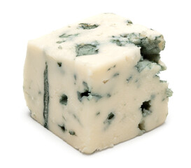cut of blue cheese isolated on white background. macro. clipping path