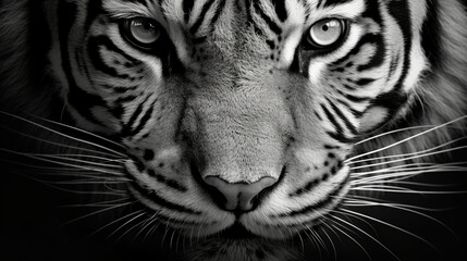 Eyes of the Wild: Intense Close-Up Portrait of a Tiger in Striking Black and White