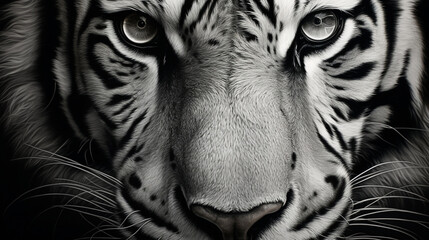 Eyes of the Wild: Intense Close-Up Portrait of a Tiger in Striking Black and White