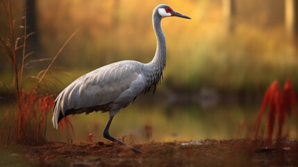 Obraz premium Wetland Wanderer: Stunning Image of a Common Crane Bird (Grus grus)