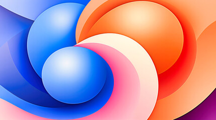 Overlapping Circles in Soft Blue and Peach Tones, Creating a Serene Abstract Geometric Composition