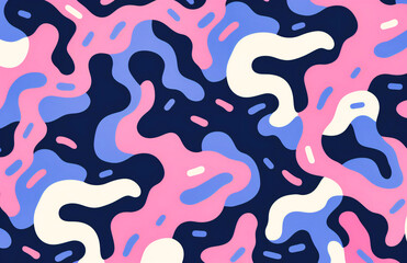 Playful Camouflage of Pastel Hues in an Abstract Pattern, Artistic Blend of Form and Color
