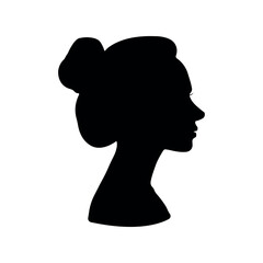 Silhouette of a young girl. Element for composition. Black shadow.
