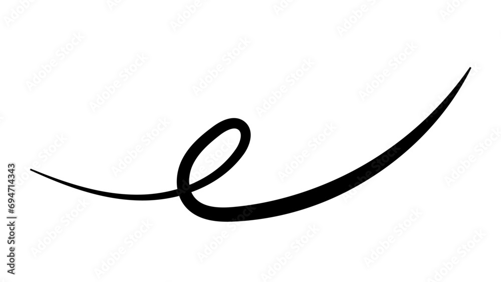 Poster simple curved calligraphy line, curved line with curl swish wave