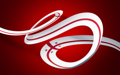 3d Flag Of Georgia 3d Waving Ribbon Flag Isolated On Red Background, 3d illustration