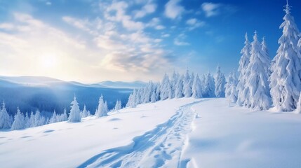 Fototapeta na wymiar photo reality Beautiful winter natural scenery, amazing mountain views. during bright daylight