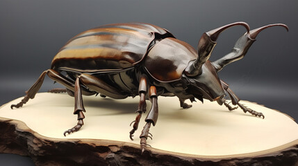 Male of Atlas beetle (Chalcosoma atlas) isolated on white background. generative ai - obrazy, fototapety, plakaty