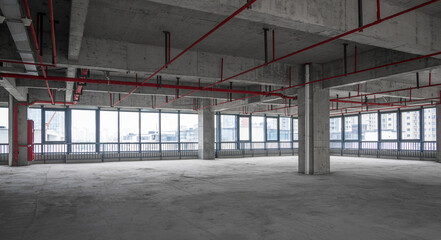 Empty business building building interior with exposed concrete