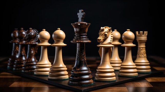 Depicting the convergence of chess competition and business strategy, highlighting the interplay of strategic ideas and the intensity of a chess battle.
