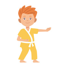 set of child poses in yellow clothes color