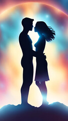Silhouette of a couple wallpapers for I pad, Notebook cover, I phone, tab mobile high quality images.