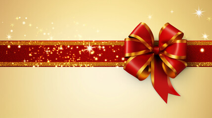 Holiday Splendor: Red and Gold Ribbon and Bow in Isolation Against a Transparent Canvas