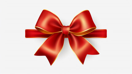 Holiday Splendor: Red and Gold Ribbon and Bow in Isolation Against a Transparent Canvas