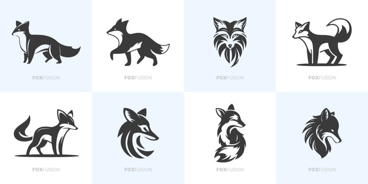 Stilisierte Fuchs-Logos für intelligente, anpassungsfähige und unabhängige Unternehmen