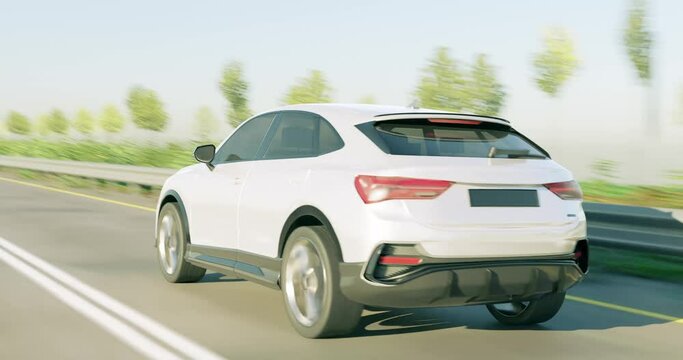 driving suv car or cruising vehicle on highway road with mountains