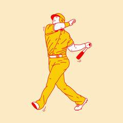 Simple cartoon illustration of a baseball player 3
