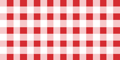 red gingham fabric. red and white tablecloth background pattern. square linen napkin for backdrop, picnic minimalism, copy space for text, wallpaper - obrazy, fototapety, plakaty