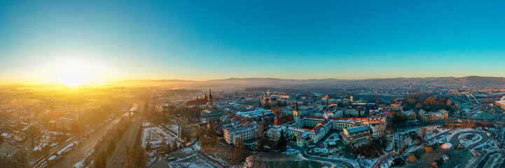 Old town at sunrise Nowy Sacz  panorama 360