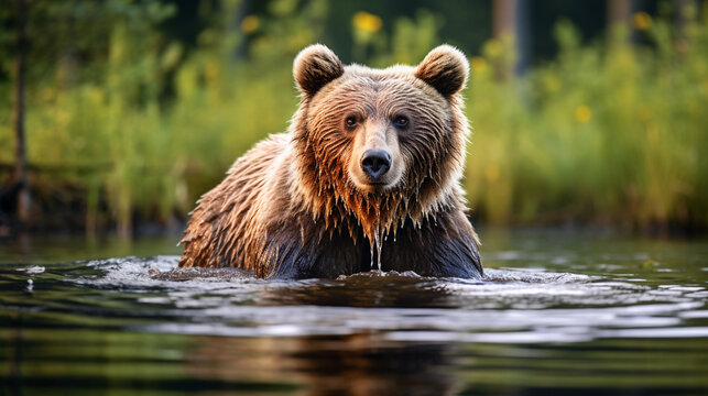 Untamed Beauty: Capturing the Raw Essence of a Wild Brown Bear in Its Habitat