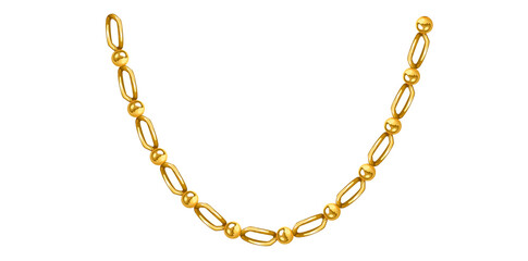 Realistic Detailed 3D Gold Chain On White Background,  Solid Golden Metallic Chain Vector Illustration.