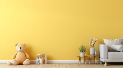 Lovely trendy nursery room with white minimalist furniture